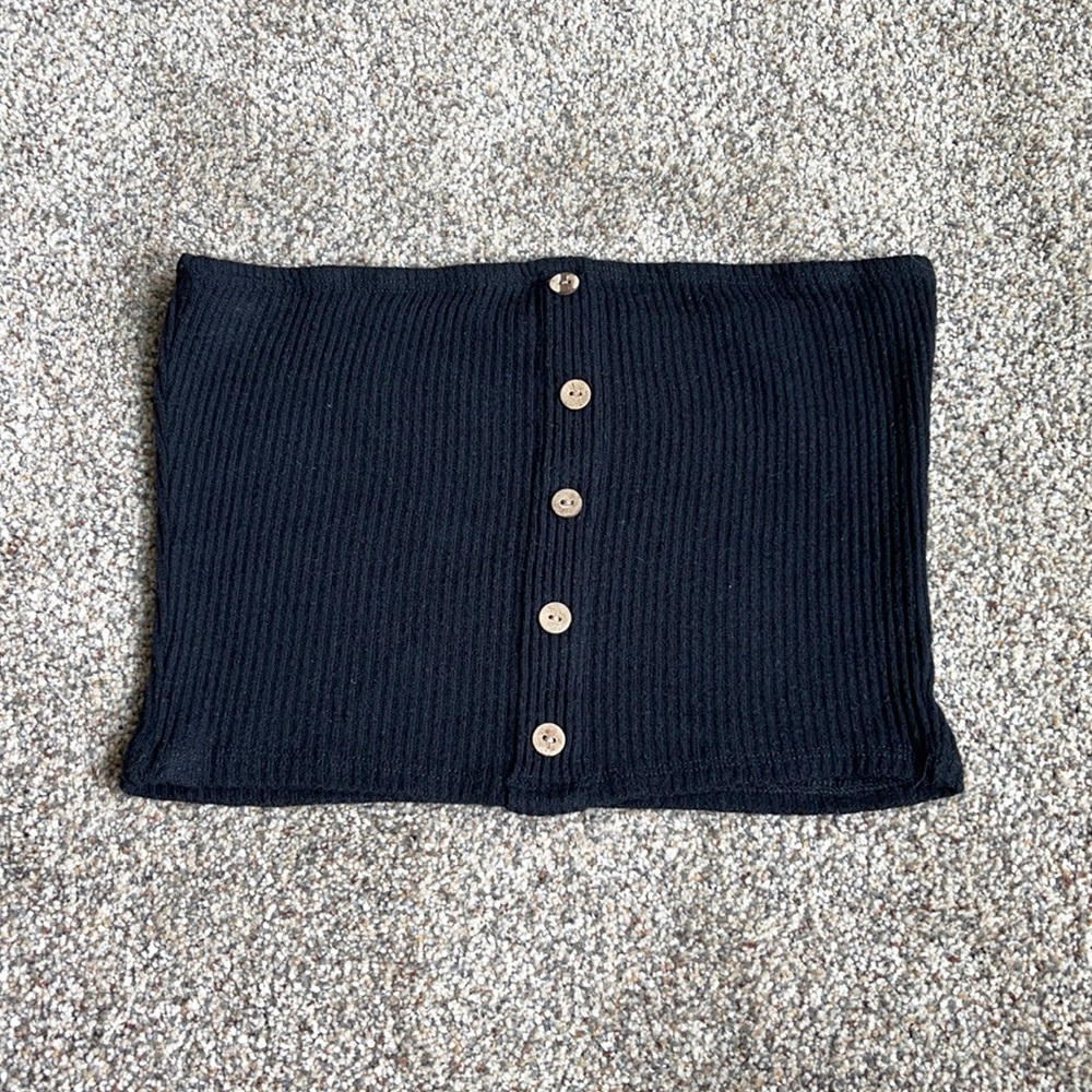Black Tube Top with Button Details